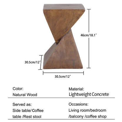 Lightweight Concrete Accent Table, Modern Geometry Side Table for Indoor and Outdoor Use, Compact Bedside End Table