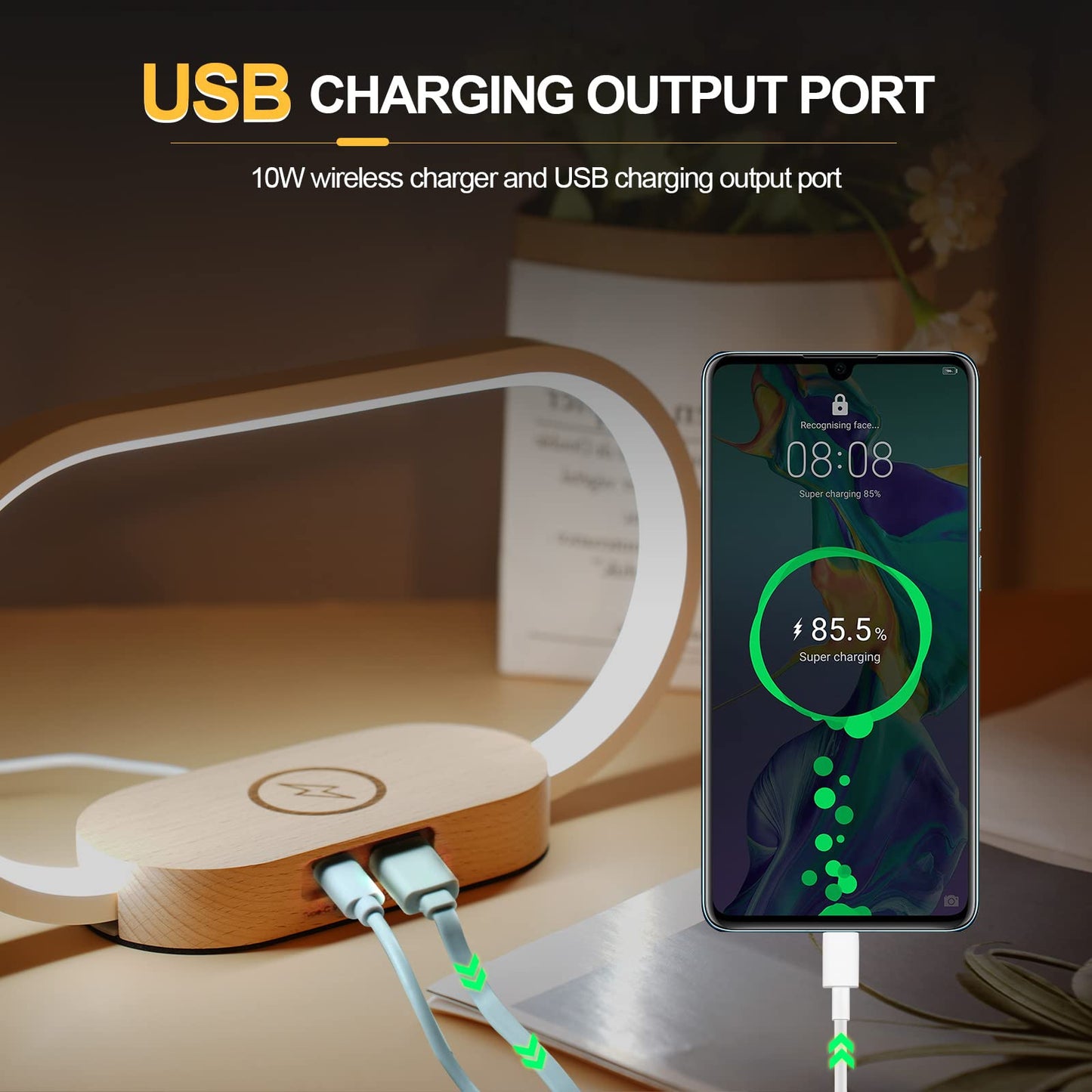 GlowCharge 6in1 Wireless Charging Station With LED Desk Lamp  Alarm Clock 2