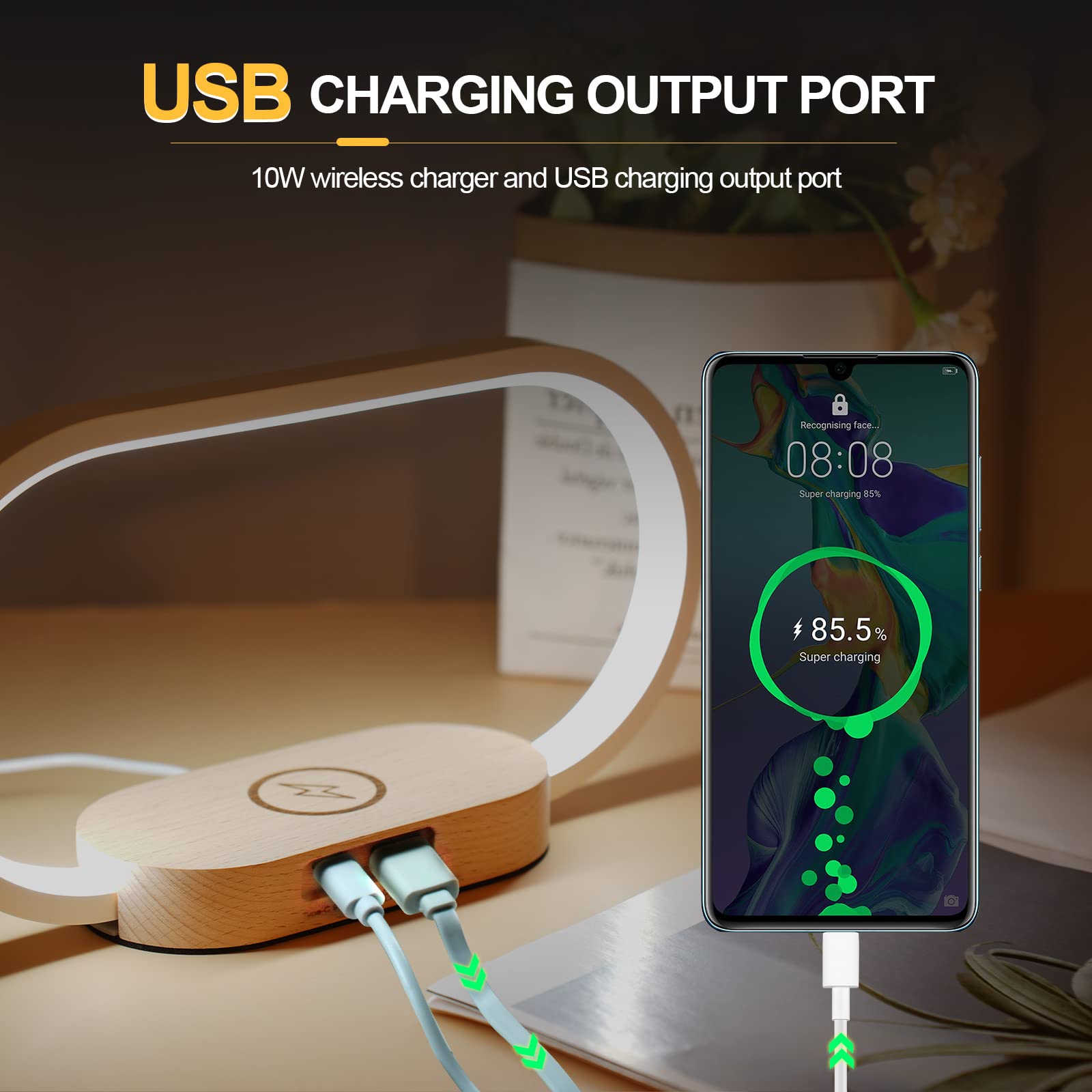 GlowCharge 6in1 Wireless Charging Station With LED Desk Lamp  Alarm Clock 2