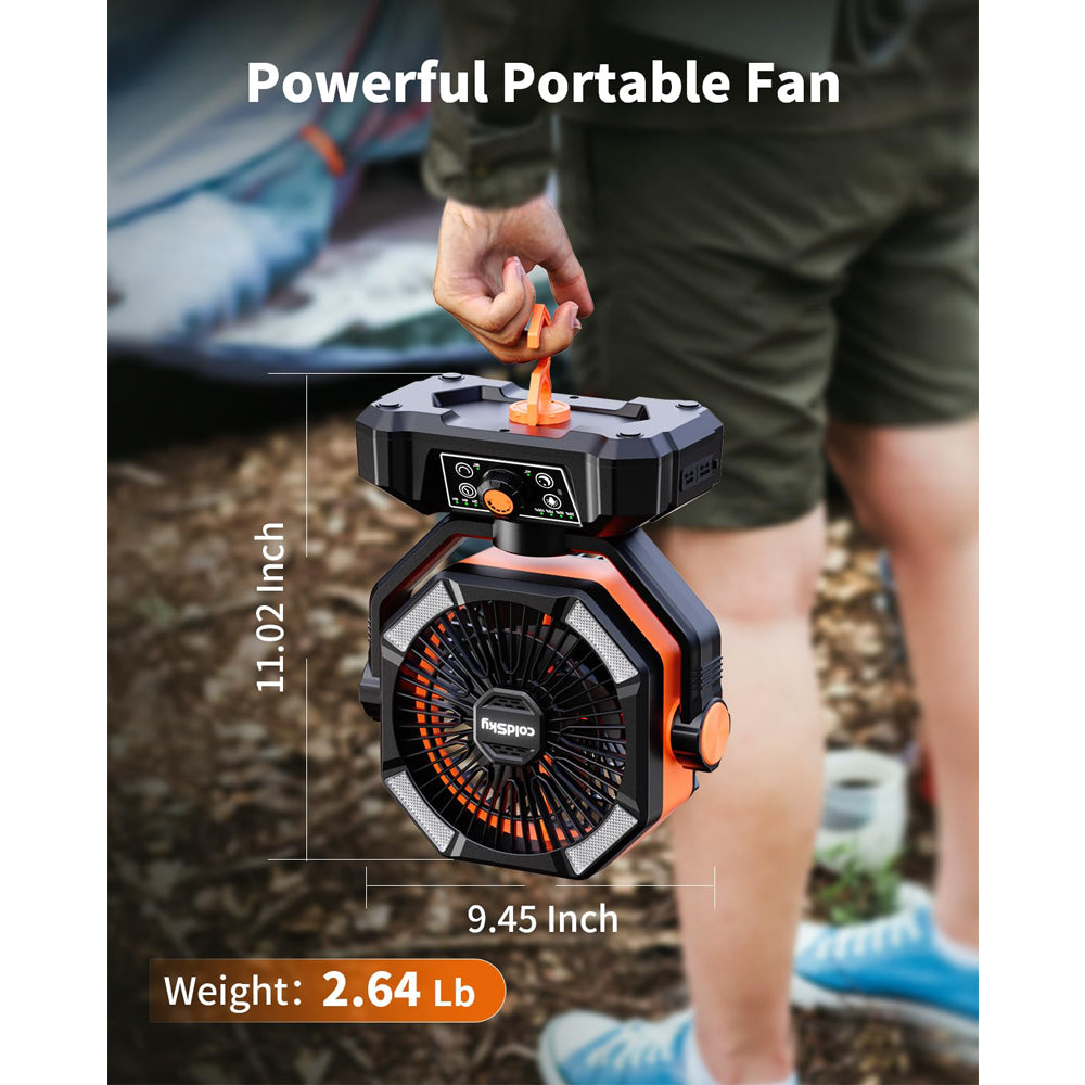 8-Speed Camping Fan with 4 LED Lantern, Portable Outdoor Desk Fan for Camping Tents & Fishing Trips