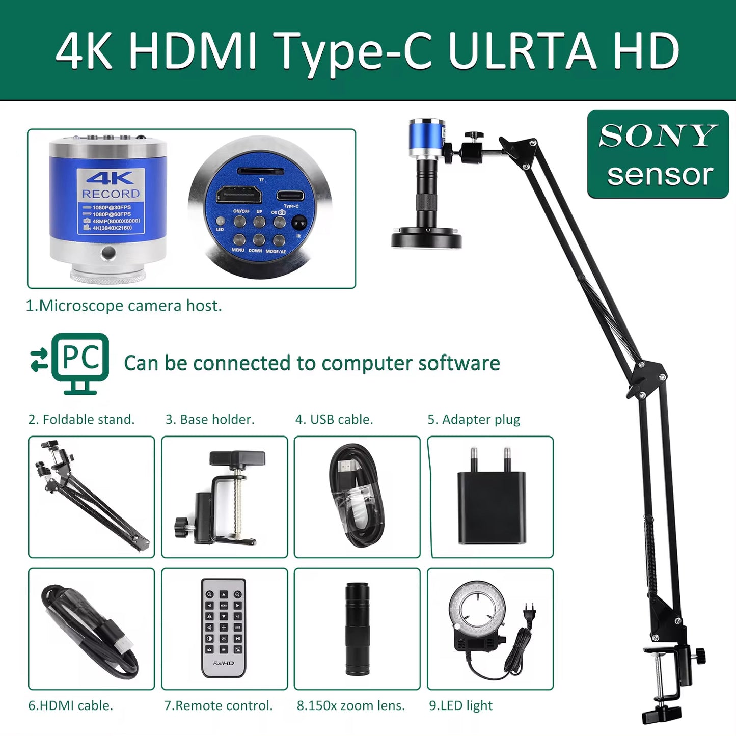 Electronics Soldering Microscope Camera Adjustable Stand  Software For Precision PCB Inspection 6