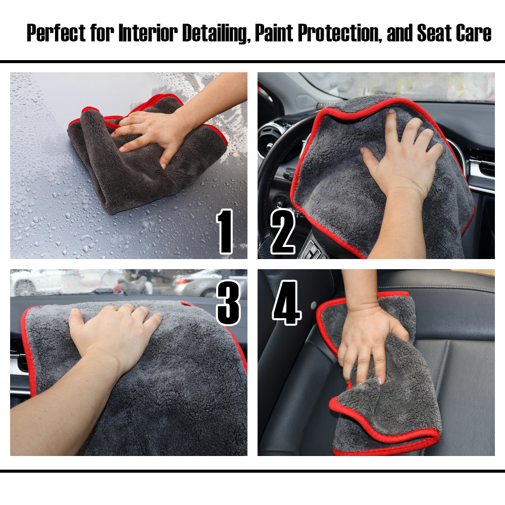 Grey Microfiber Towels Car Cleaning Drying Cloth for Car Wash, Waxing & Detailing