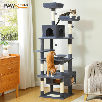 Indoor Cat Tower Large Cat Tree With Sisal Scratching Posts Spacious Hammock Padded Perches And Mul 1