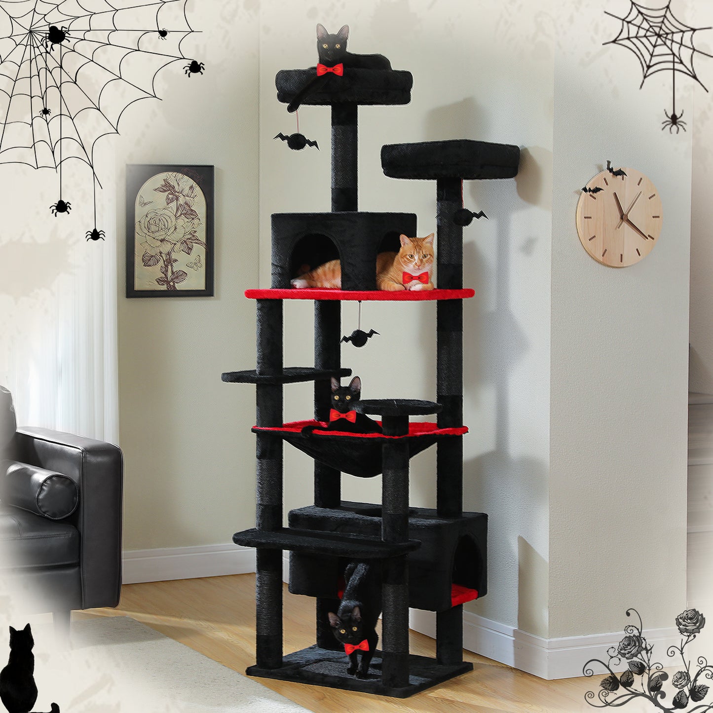 Indoor Cat Tower Large Cat Tree With Sisal Scratching Posts Spacious Hammock Padded Perches And Mul 3