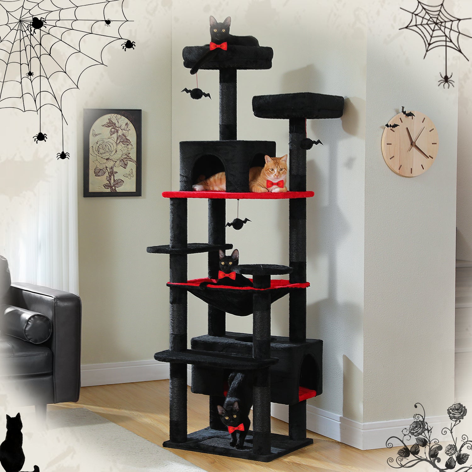 Indoor Cat Tower Large Cat Tree With Sisal Scratching Posts Spacious Hammock Padded Perches And Mul 3