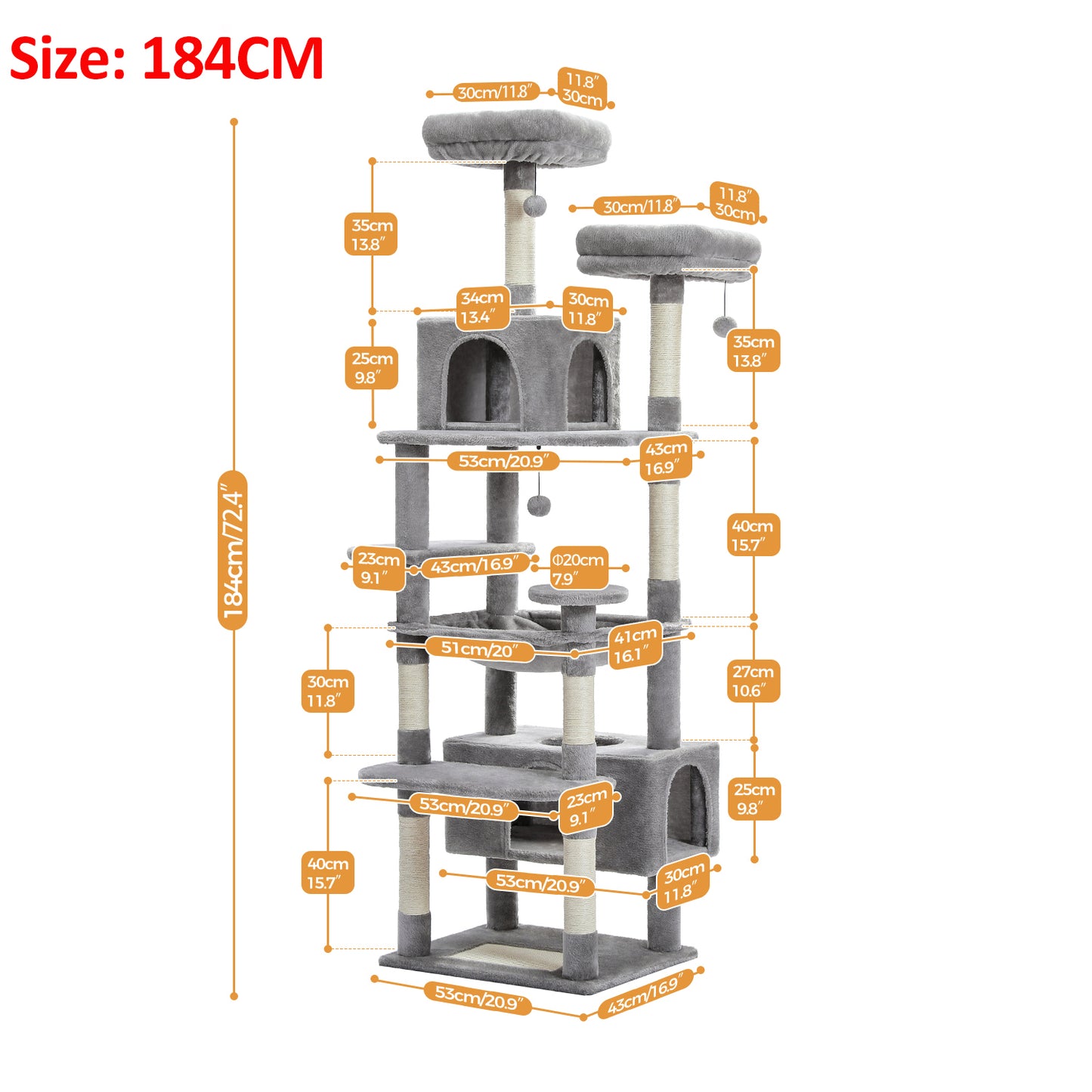 Indoor Cat Tower Large Cat Tree With Sisal Scratching Posts Spacious Hammock Padded Perches And Mul 5