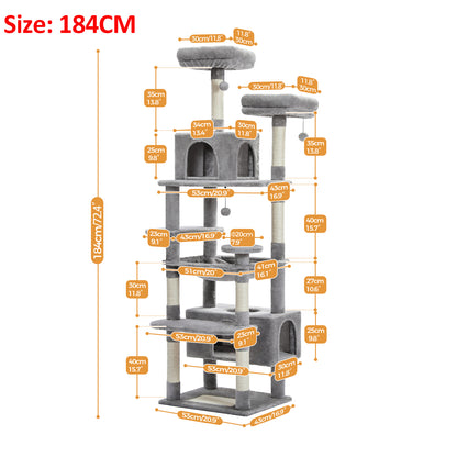 Indoor Cat Tower Large Cat Tree With Sisal Scratching Posts Spacious Hammock Padded Perches And Mul 5