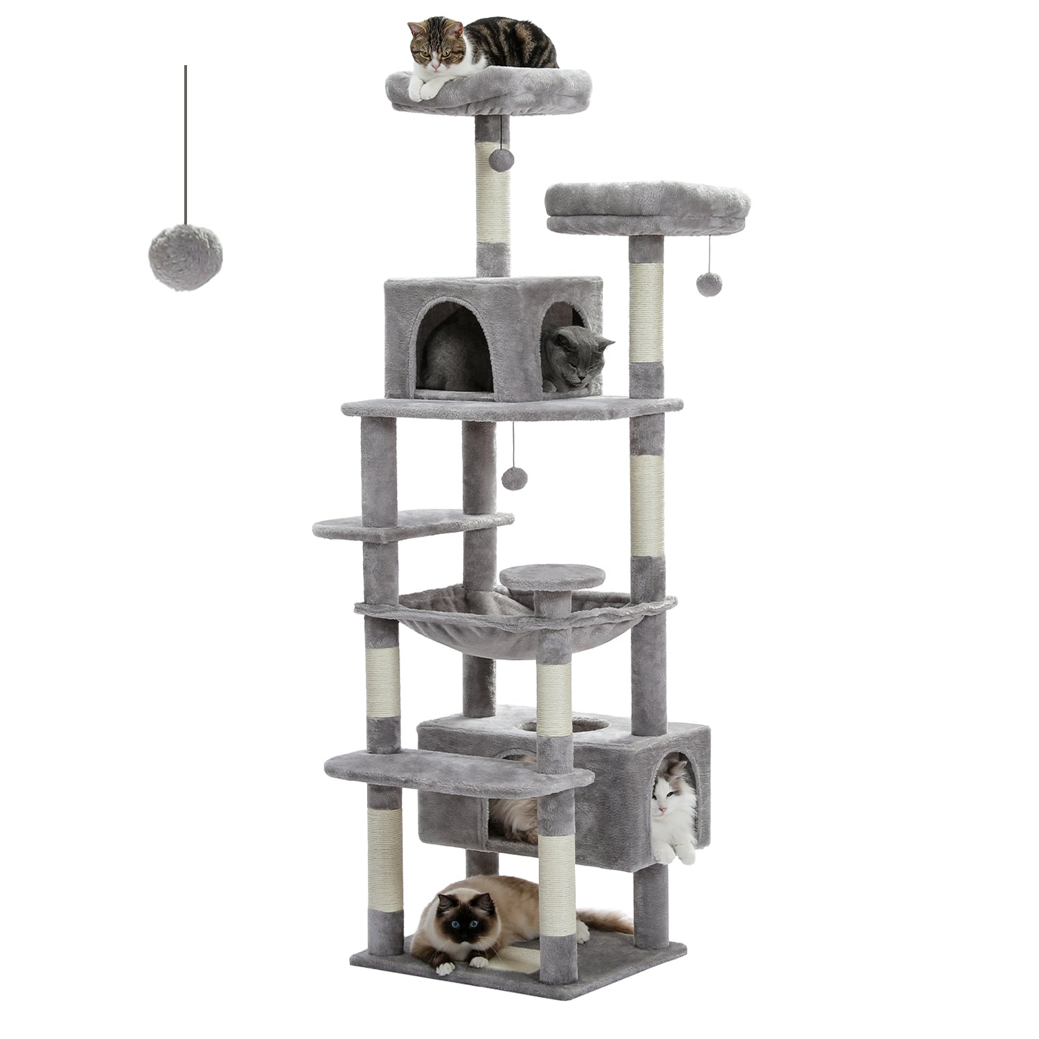 Indoor Cat Tower Large Cat Tree With Sisal Scratching Posts Spacious Hammock Padded Perches And Mul 7