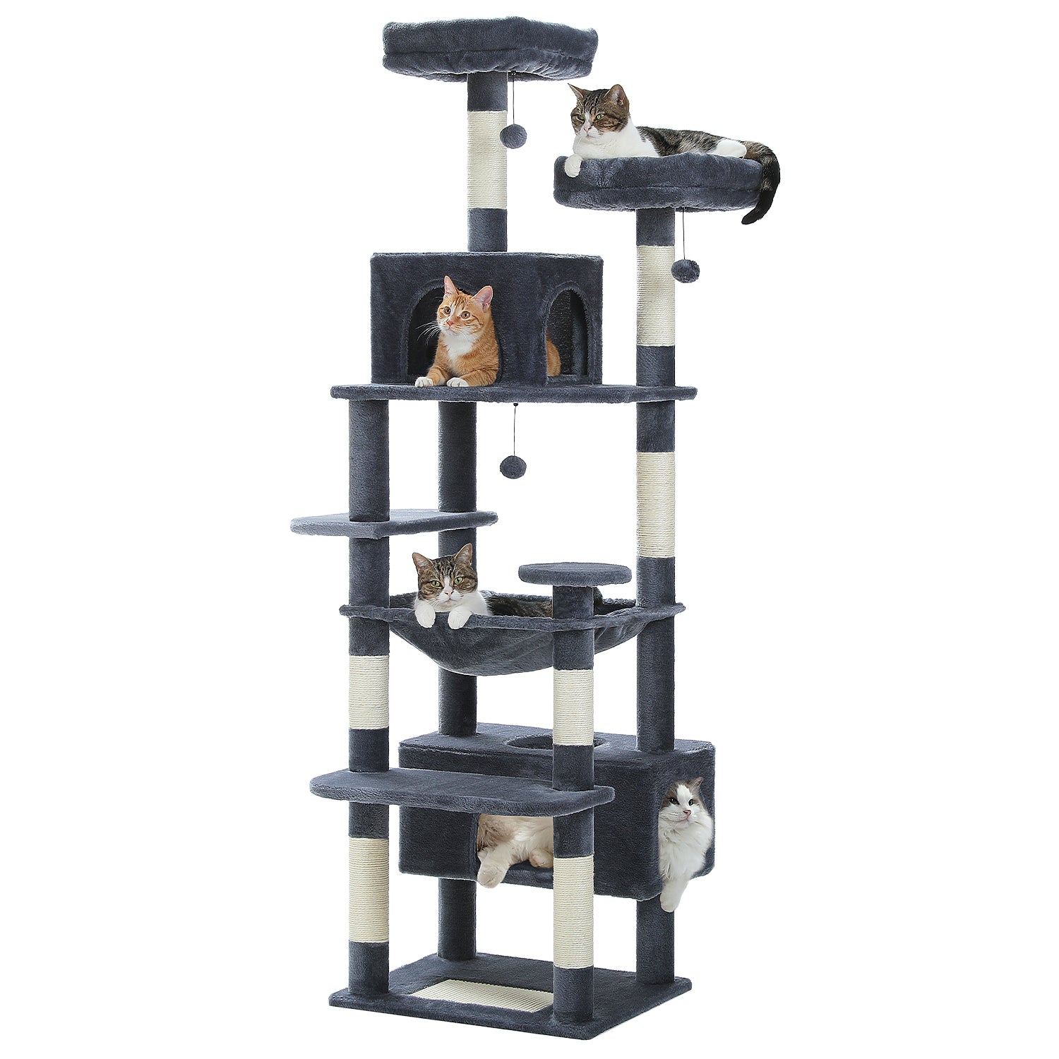 Indoor Cat Tower Large Cat Tree With Sisal Scratching Posts Spacious Hammock Padded Perches And Mul 8