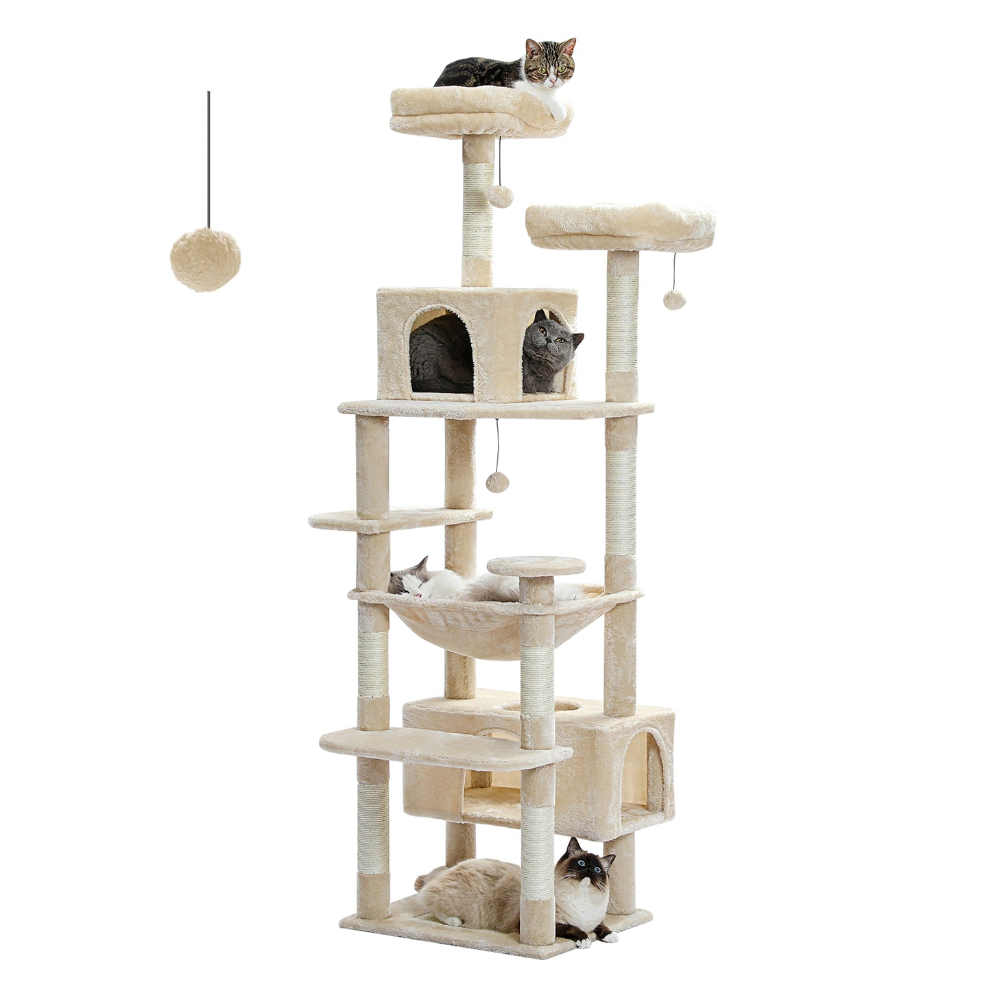 Indoor Cat Tower Large Cat Tree With Sisal Scratching Posts Spacious Hammock Padded Perches And Mul 6
