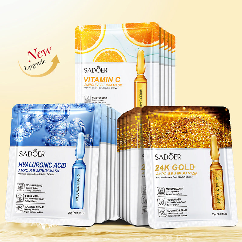 Gold Essence Face Masks, Hydrating & Brightening Facial Skincare Sheet Mask for Delicate Skin Rejuvenation