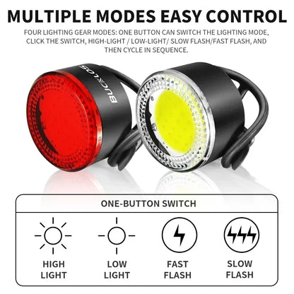 USB Rechargeable Bicycle Safety Warning Light Set, LED Front Rear Bike Taillights Headlight for MTB Cycling Lamp