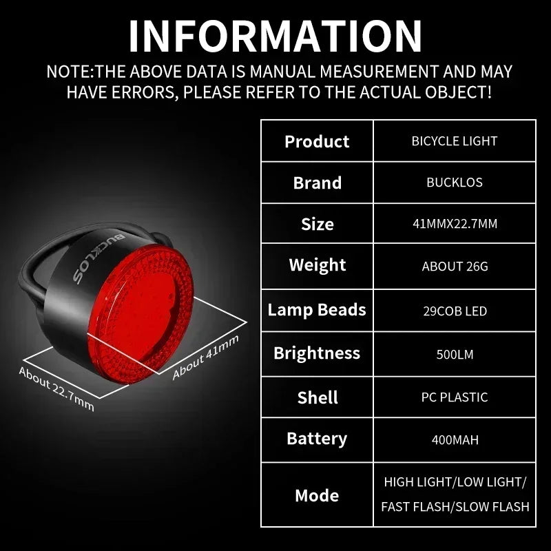 USB Rechargeable Bicycle Safety Warning Light Set, LED Front Rear Bike Taillights Headlight for MTB Cycling Lamp