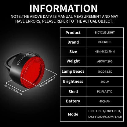 USB Rechargeable Bicycle Safety Warning Light Set, LED Front Rear Bike Taillights Headlight for MTB Cycling Lamp