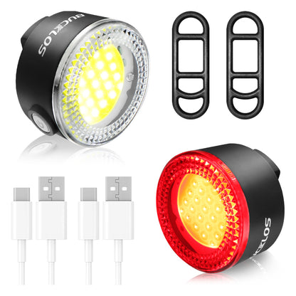 USB Rechargeable Bicycle Safety Warning Light Set, LED Front Rear Bike Taillights Headlight for MTB Cycling Lamp