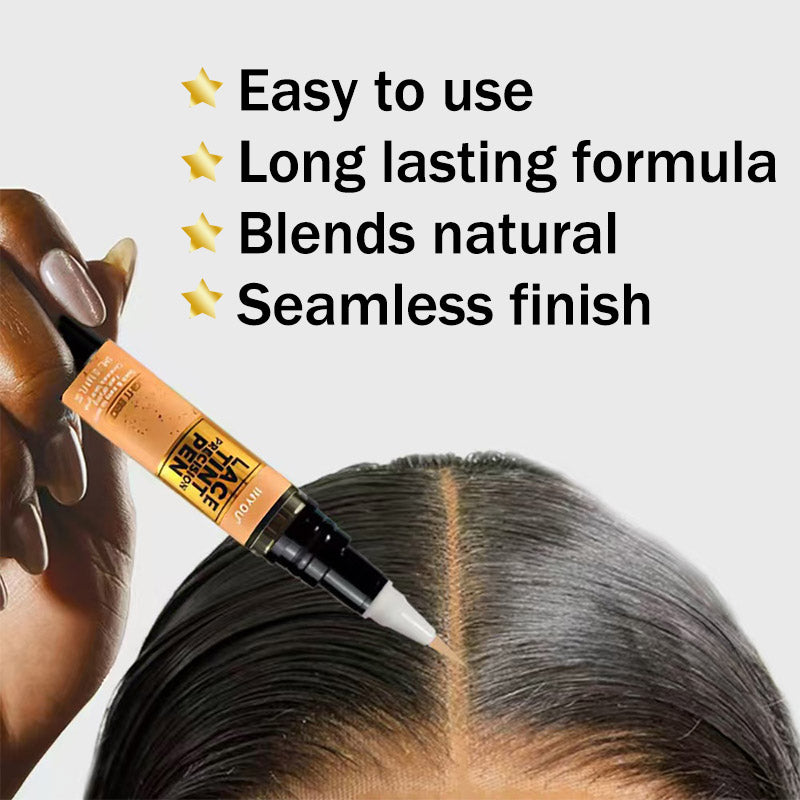 Tinted Lace Pen with Brush, Lace Tint Pen for Wigs, Black/Medium/Dark/Light Brown, 5ml Precision Parting Color Correct