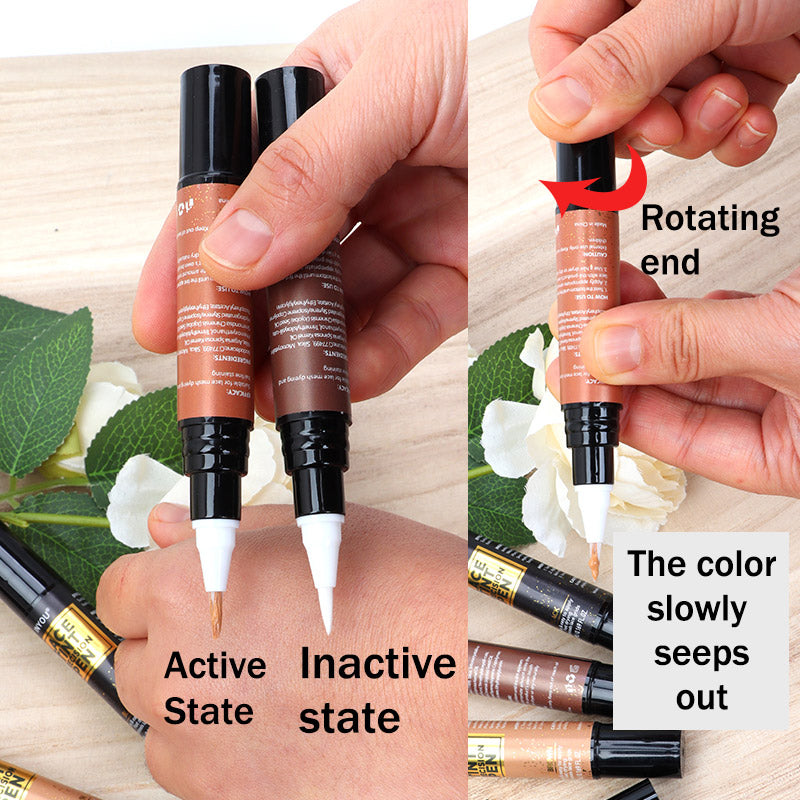 Tinted Lace Pen with Brush, Lace Tint Pen for Wigs, Black/Medium/Dark/Light Brown, 5ml Precision Parting Color Correct