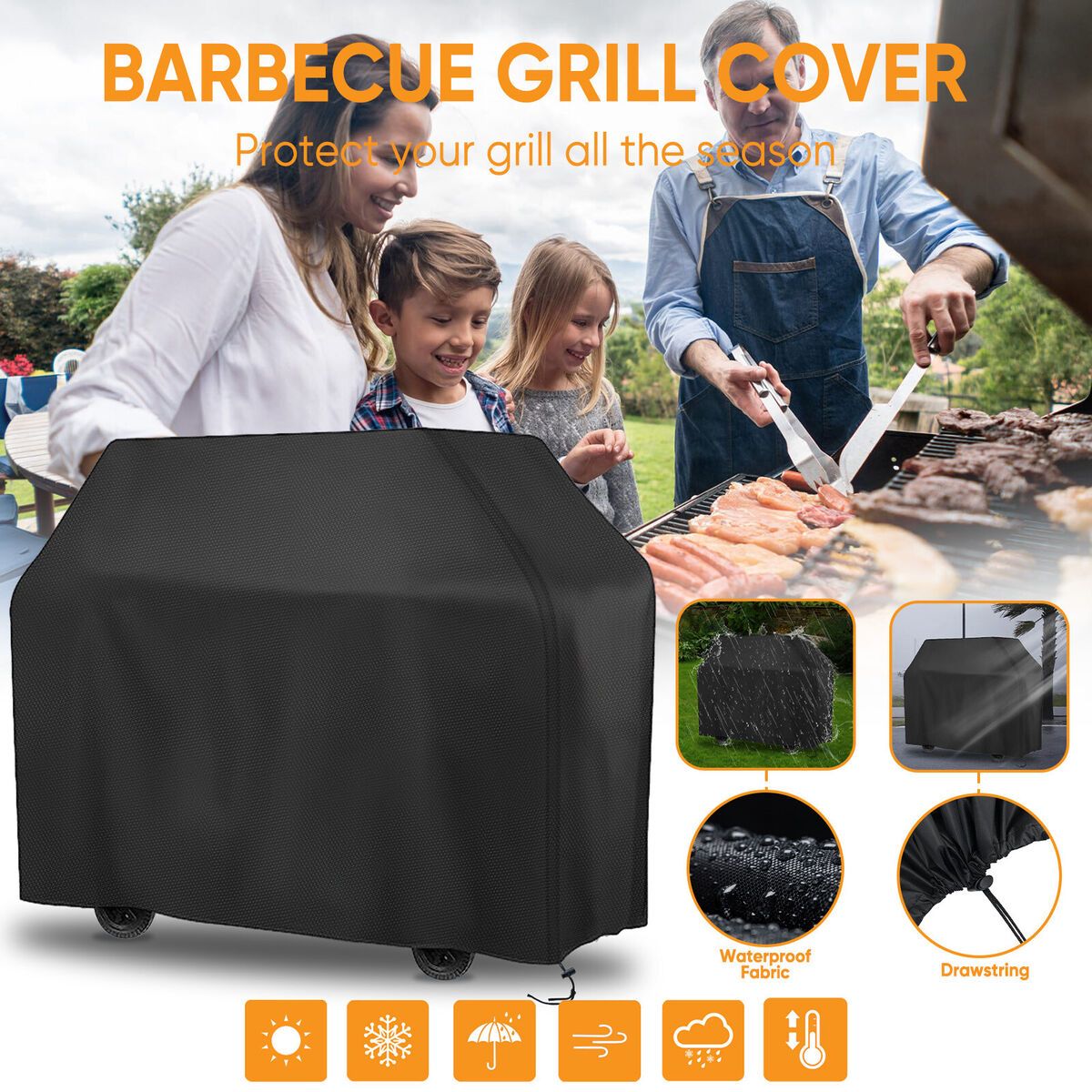 GrillGuard Pro Heavy Duty Waterproof BBQ Cover  Heat  Stain Resistant AllSeason Protection 6