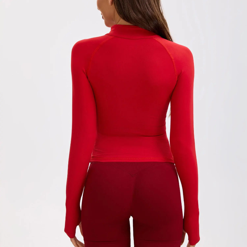 Women Half Zippy Yoga Sports Top Seamless Tight Long Sleeve Fitness Jacket For Workout Running Pila 4