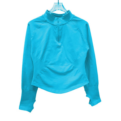 Women Half Zippy Yoga Sports Top Seamless Tight Long Sleeve Fitness Jacket For Workout Running Pila 7