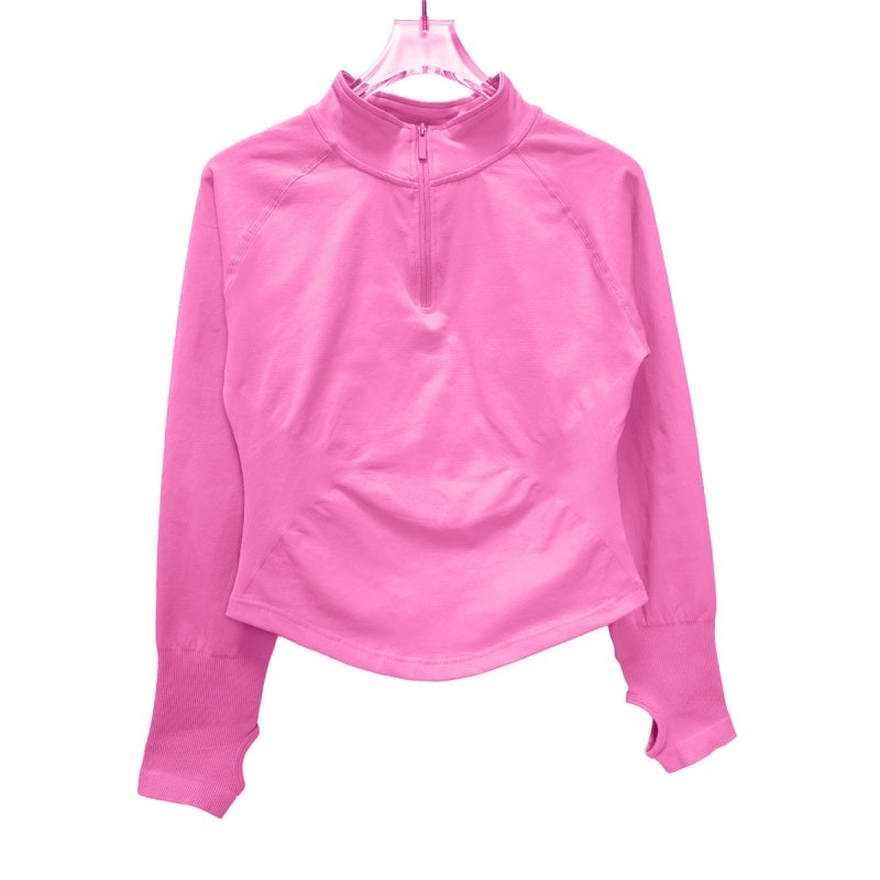 Women Half Zippy Yoga Sports Top Seamless Tight Long Sleeve Fitness Jacket For Workout Running Pila 11