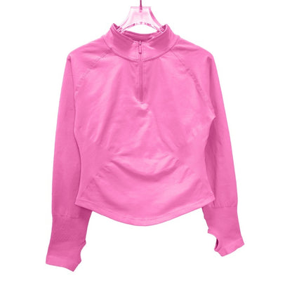 Women Half Zippy Yoga Sports Top Seamless Tight Long Sleeve Fitness Jacket For Workout Running Pila 11