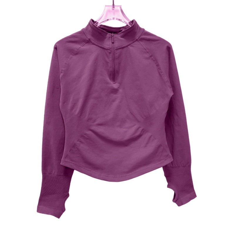 Women Half Zippy Yoga Sports Top Seamless Tight Long Sleeve Fitness Jacket For Workout Running Pila 12