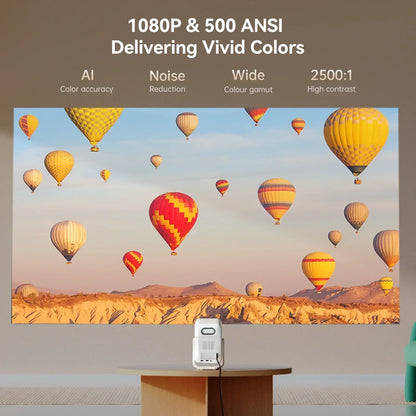 Portable Home Beam Smart Projector 1080P Full HD with Android TV, Projector Support 4K, Auto-Focus & Full Auto-Keystone