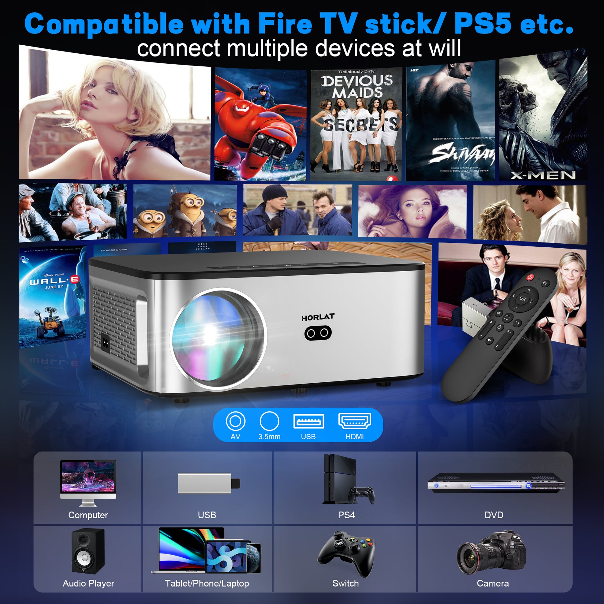 Android 4K Projector Portable Home Theater Beamer, AutoFocus & Keystone Correction, 8K Decode, 5G WiFi Smart Proyector