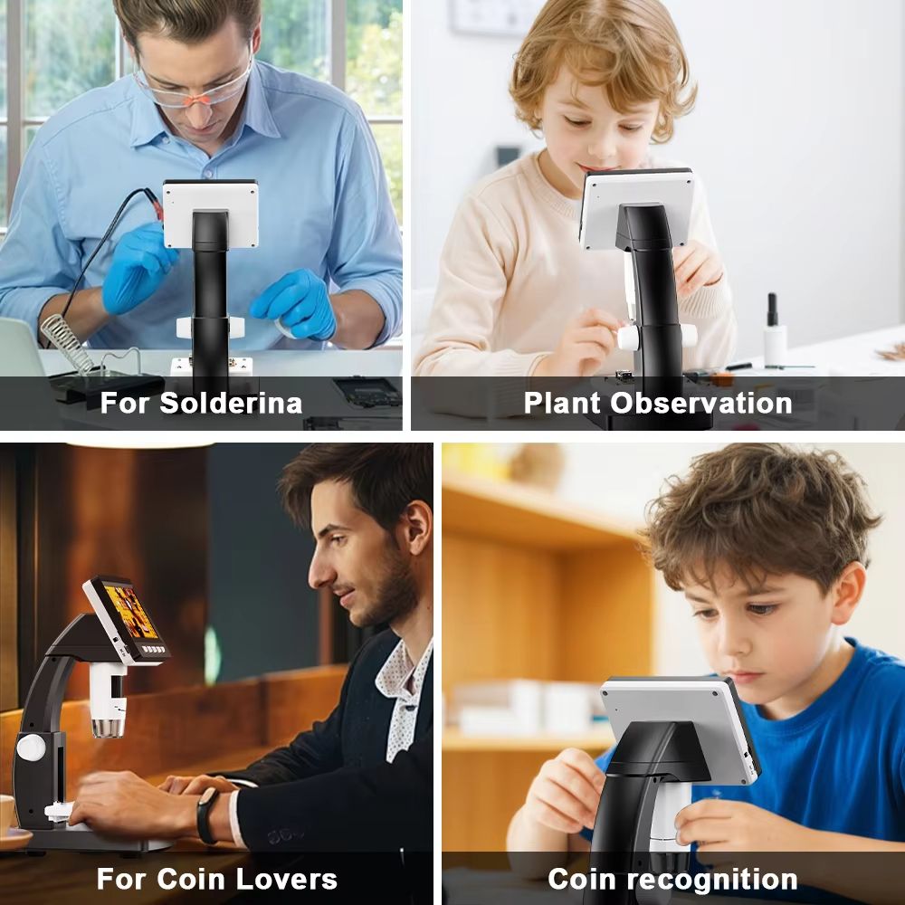 1000X Digital LCD Microscope With Adjustable LED Lighting  USB Magnifier For Coins Soldering And Ci