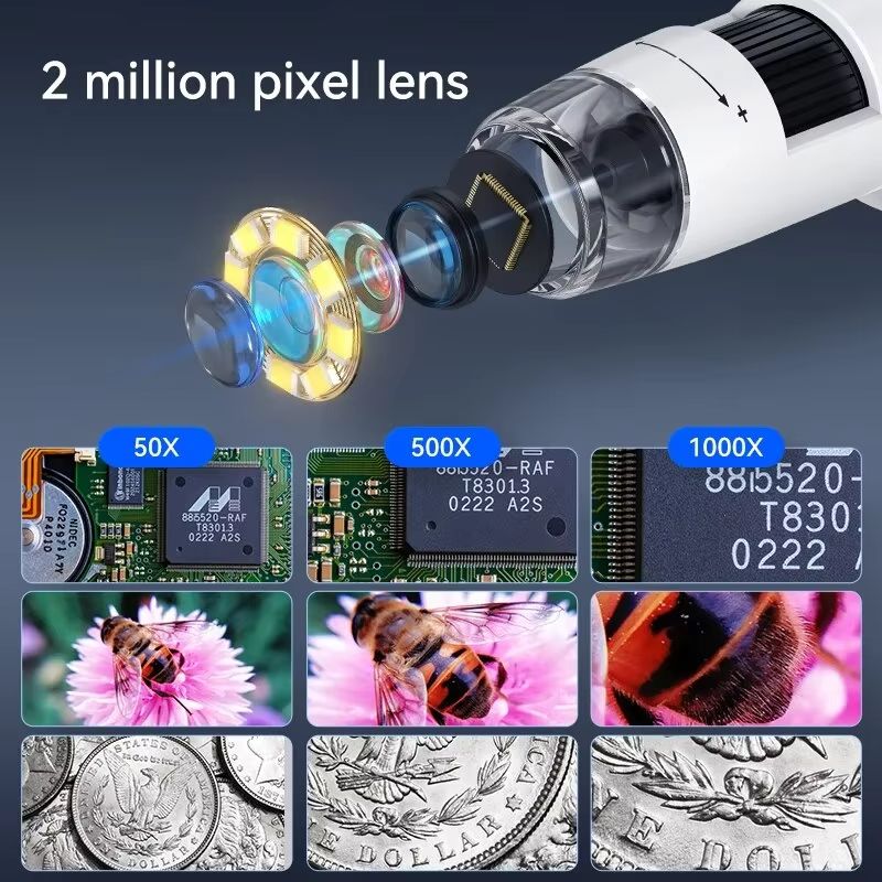 1000X Digital LCD Microscope With Adjustable LED Lighting  USB Magnifier For Coins Soldering And Ci