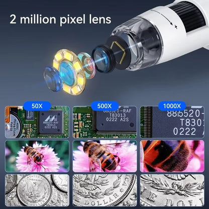 1000X Digital LCD Microscope With Adjustable LED Lighting  USB Magnifier For Coins Soldering And Ci