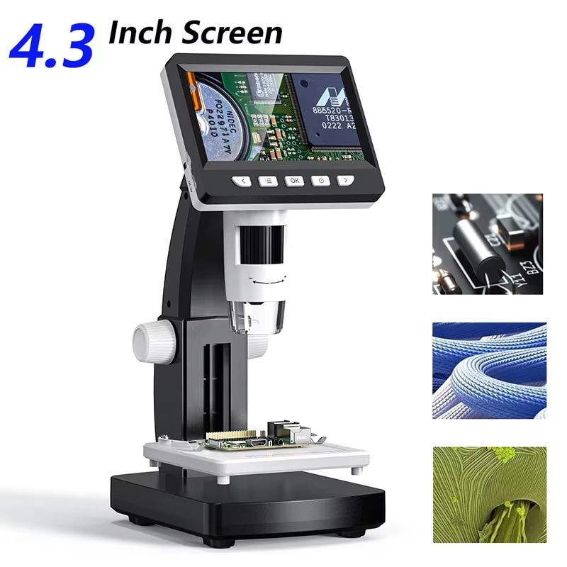 1000X Digital LCD Microscope with Adjustable LED Lighting – USB Magnifier for Coins, Soldering, and Circuit Inspection