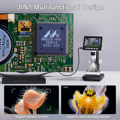 1000X Digital LCD Microscope With Adjustable LED Lighting  USB Magnifier For Coins Soldering And Ci