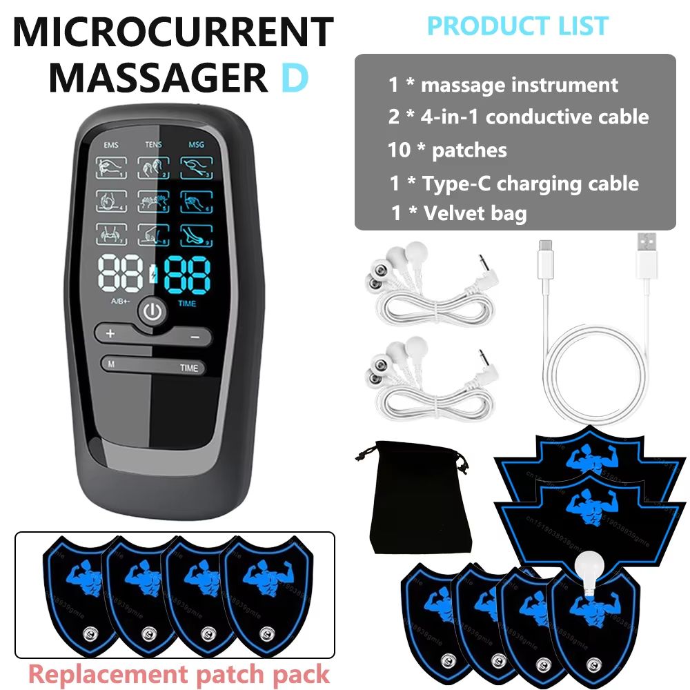 Rechargeable EMS Muscle Stimulator For Pain Relief  Body Toning  TENS Therapy Massager With Digital