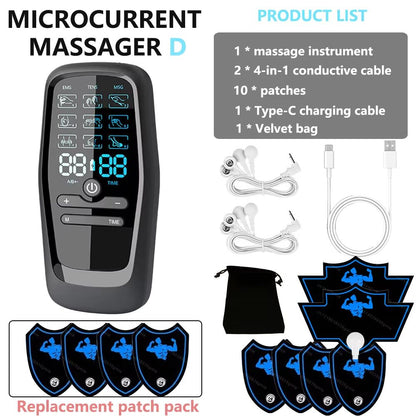 Rechargeable EMS Muscle Stimulator For Pain Relief  Body Toning  TENS Therapy Massager With Digital