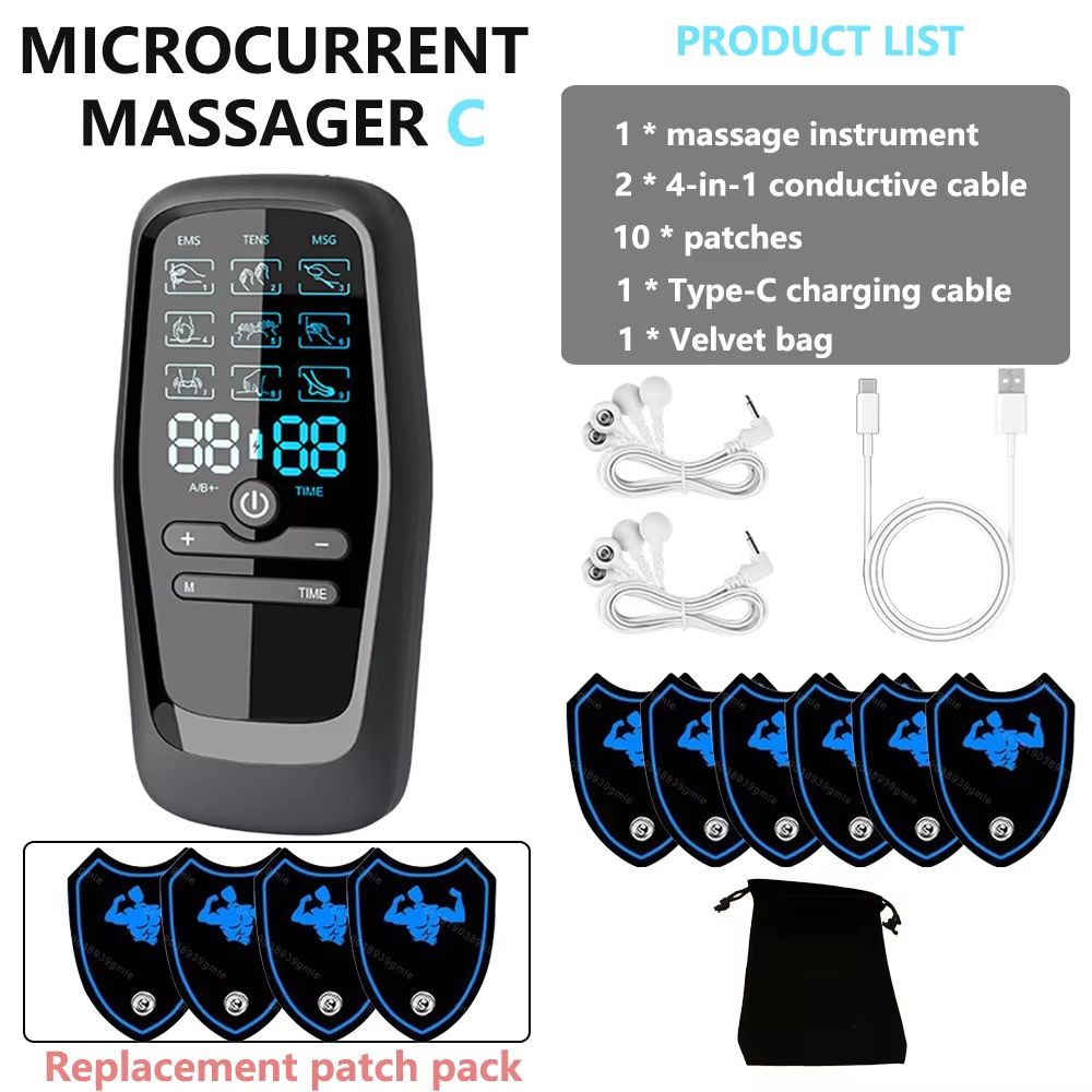 Rechargeable EMS Muscle Stimulator For Pain Relief  Body Toning  TENS Therapy Massager With Digital