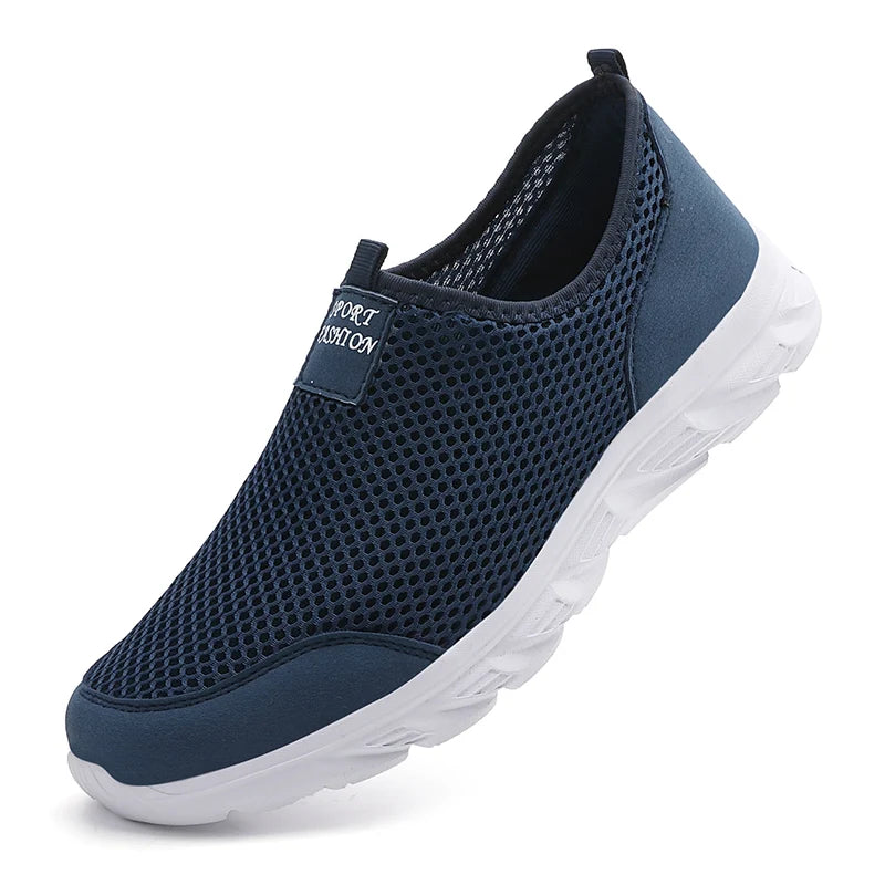 Breathable Mesh Men Running Shoes, Lightweight Summer Sneakers Casual Walking Slip-On Loafers Driving Zapatos Casuales