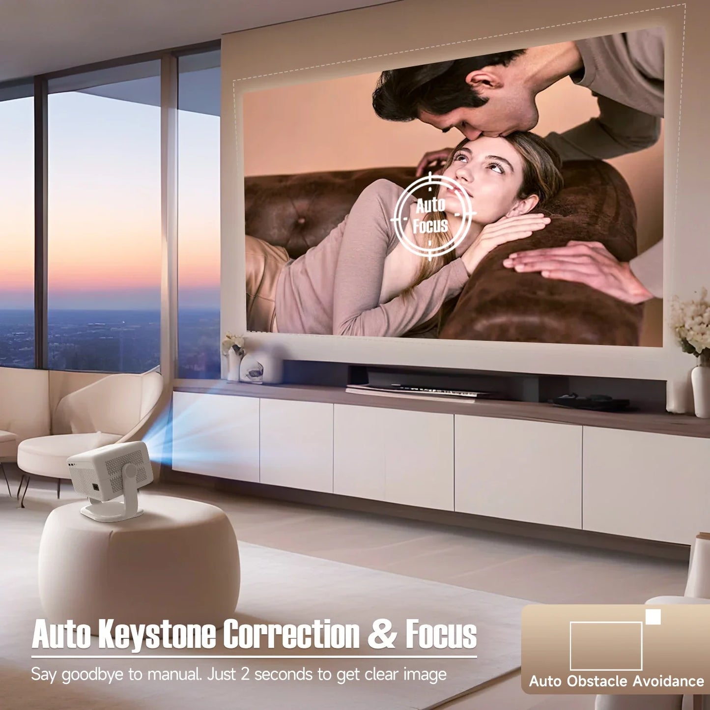 4K Native Projector 1080P Auto Focus  Keystone Correction Android11 BT52 WiFi6 360 Portable Home Ci 1