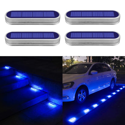 IP68 Waterproof Solar LED Deck Lights, Wireless Stick-On Outdoor Step Dock Driveway Lights, 3 Lighting Colors