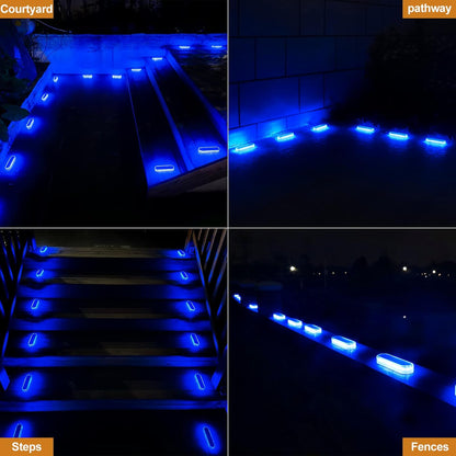 IP68 Waterproof Solar LED Deck Lights, Wireless Stick-On Outdoor Step Dock Driveway Lights, 3 Lighting Colors