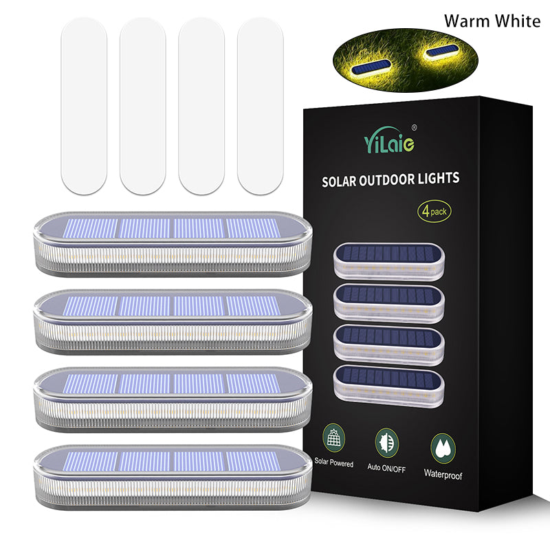 IP68 Waterproof Solar LED Deck Lights, Wireless Stick-On Outdoor Step Dock Driveway Lights, 3 Lighting Colors