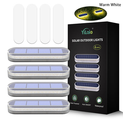 IP68 Waterproof Solar LED Deck Lights, Wireless Stick-On Outdoor Step Dock Driveway Lights, 3 Lighting Colors