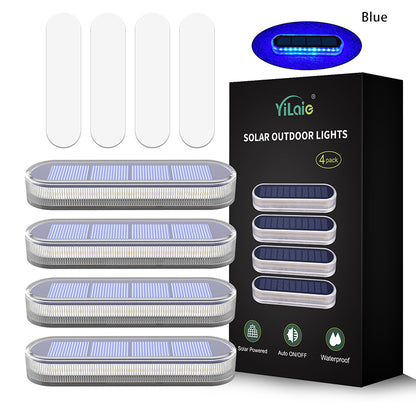 IP68 Waterproof Solar LED Deck Lights, Wireless Stick-On Outdoor Step Dock Driveway Lights, 3 Lighting Colors