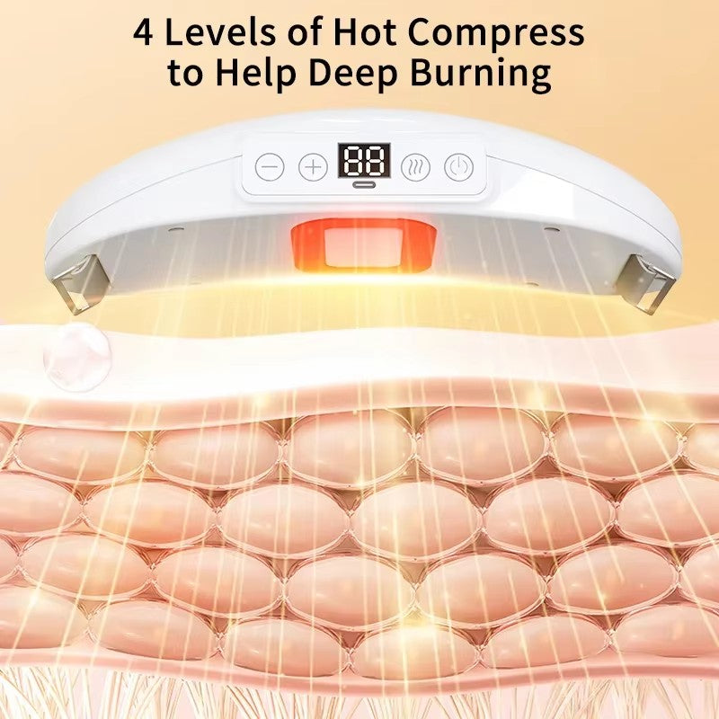 Heated Wireless Abdominal Massage Belt, Electric Belly Shaking Massager with Multi Vibration Modes, Fat Burner