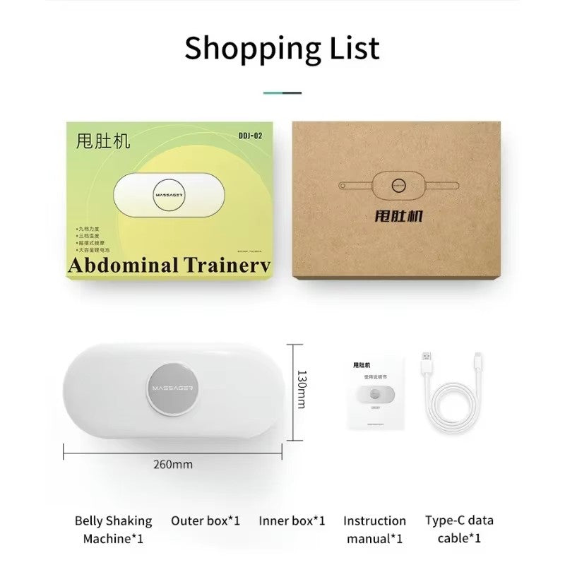 Heated Wireless Abdominal Massage Belt, Electric Belly Shaking Massager with Multi Vibration Modes, Fat Burner
