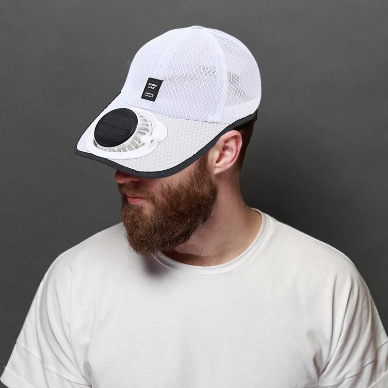 Solar Powered Fan Hat for Men and Women, Breathable Summer Mesh Sunshade Duck Tongue Cap for Outdoor Beach, Hiking