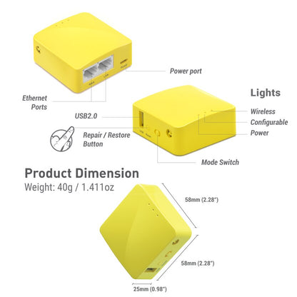 Mango Wireless Mini Portable VPN Travel Router, Pocket WiFi Repeater & Mobile Hotspot Bridge