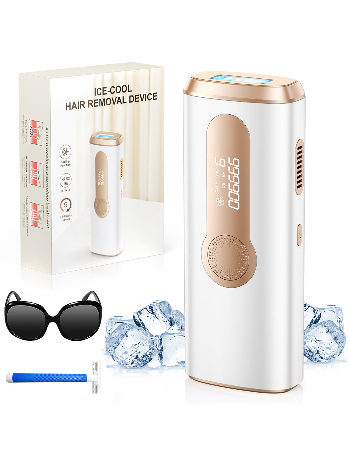 Flash IPL Hair Removal Device for Men & Women, 999,900 Flashes, Full Body Use