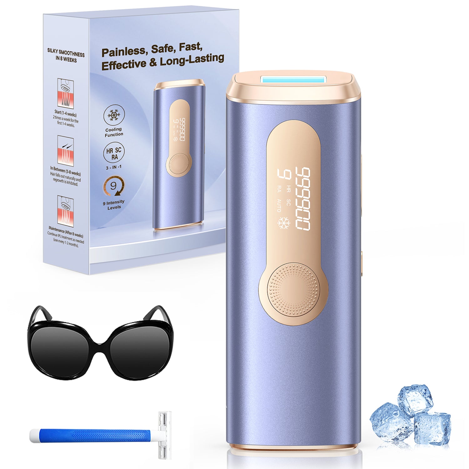 Flash IPL Hair Removal Device for Men & Women, 999,900 Flashes, Full Body Use